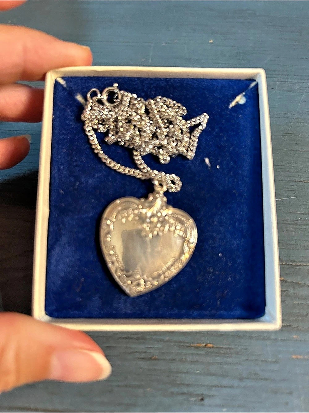 Wallace Silversmiths Heart Pendant With Rhodium Plated Chain Sterling Silver
